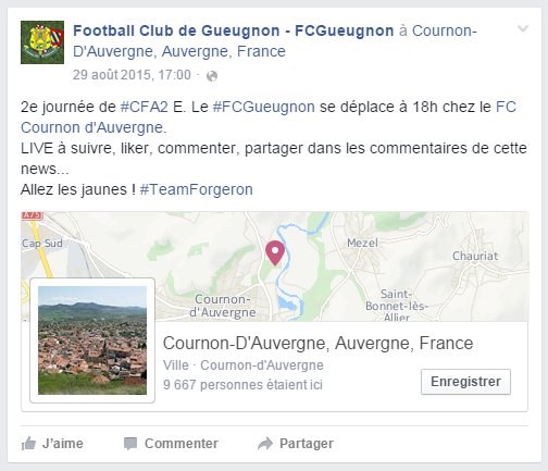 Facebook live Cournon Gueugnon