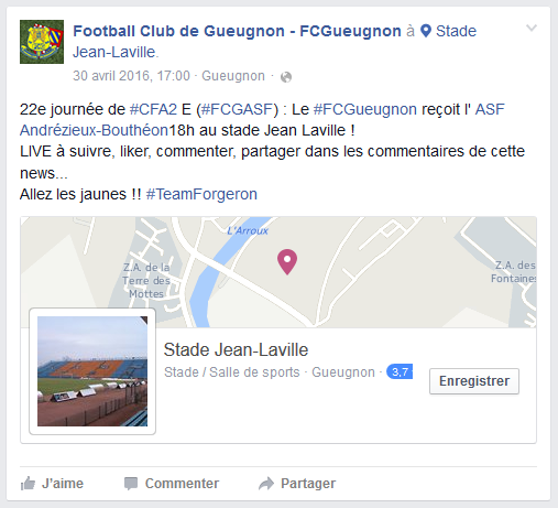 live fcgueugnon asf andrezieux boutheon foot gueugnon