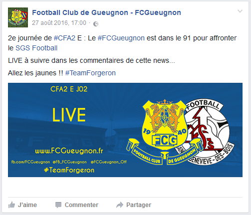 live fc gueugnon sainte geneviève sgs foot cfa2