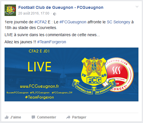 live fc gueugnon sc selongey cfa2